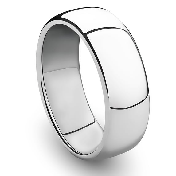 Mens Wedding Band in Cobalt Chrome 8MM Classic Domed Ring with Polished Finish