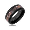 thumbnail image 1 of Mens Wedding Band in Titanium 8MM Camo Ring Black Plated Camouflage Inlay, 1 of 2