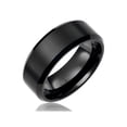 thumbnail image 1 of Mens Wedding Band in Titanium 8MM Promise Engagement Ring Black Plated Brushed Top and Polished Edges, 1 of 2