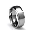 thumbnail image 1 of Mens Wedding Band in Titanium 8MM Ring with Flat Brushed Top and Polished Finish Edges, 1 of 2