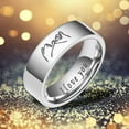 thumbnail image 1 of Mens Wedding Band in Titanium Black Plated Ring - Engraved I Love You,Silver#7, 1 of 7