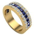 thumbnail image 1 of Mens Wedding Rings Blue Sapphire Gemstones Rings 14K Gold Diamond Ring 2.97 Carat TW, 1 of 6