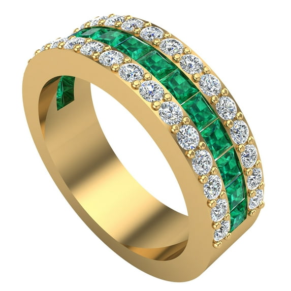 Mens Wedding Rings Emerald Gemstones Rings 14K Solid Gold 2.67 Carat TW