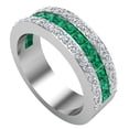 thumbnail image 1 of Mens Wedding Rings Emerald Gemstones Rings 14K Solid White Gold 2.67 CT TW, 1 of 6