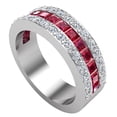 thumbnail image 1 of Mens Wedding Rings Ruby Gemstones Rings 14K White Gold Diamond Ring 2.97 CT TW, 1 of 6