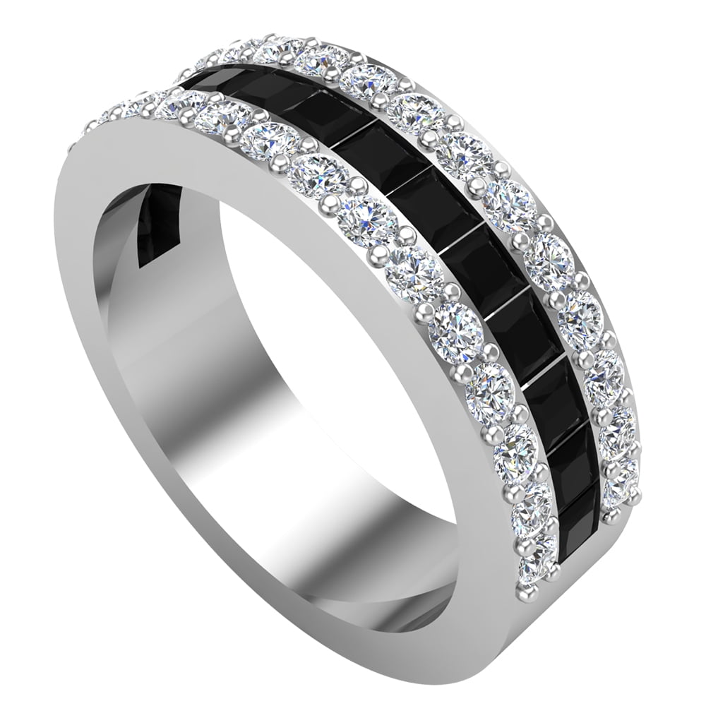 Two-Row Wide Band Diamond Eternity Ring 18K White Gold (2.50ct)