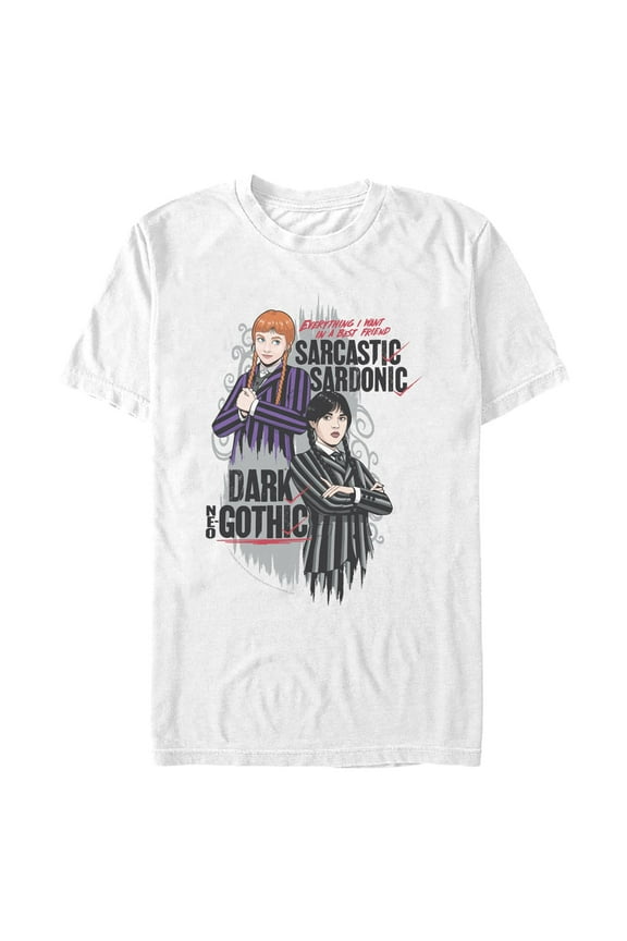 Mens Wednesday Sarcastic and Dark Duo T Shirt