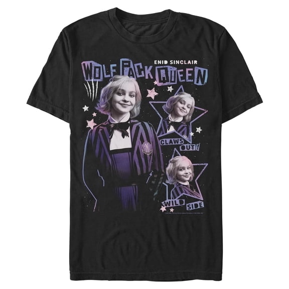 Mens Wednesday Wolf Pack Queen Enid Sinclair T Shirt