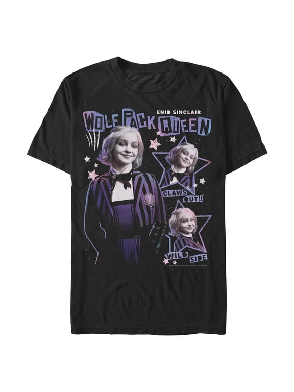 Mens Wednesday Wolf Pack Queen Enid Sinclair T Shirt