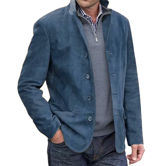 Mens Welding Jacket Breasted Wool Over Solid Cardigan Bussiness Wind Breaker Jackets Mens,Blue,2XL