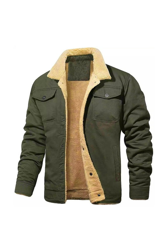 Mens Welding Jacket Fashion Solid Pocket Cardigan Button Sweater Straight Jacket,Green,L