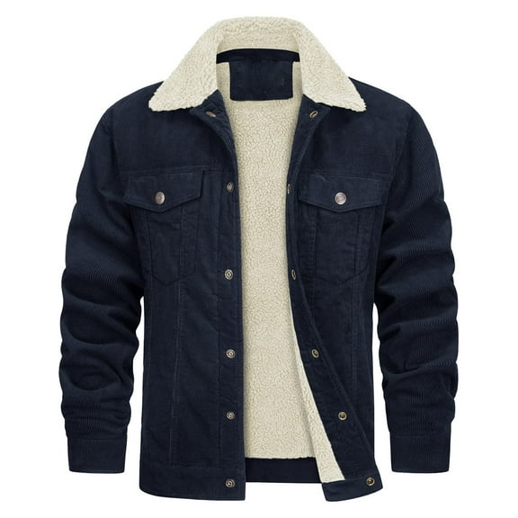 Mens Welding Jacket Fashion Solid Pocket Cardigan Button Sweater Straight Jacket,Navy,L