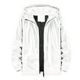 thumbnail image 1 of Mens Welding Jacket Fashionable Bright Face Pocket Cardigan Zipper Thin Mens Fall Coats,White,3XL, 1 of 4