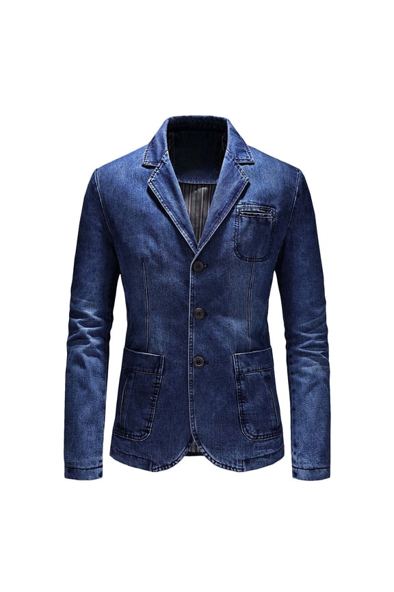 Mens Welding Jacket Pockets Three Button Long Sleeve Daily Casual Style Straight Jacket,BU2,2XL