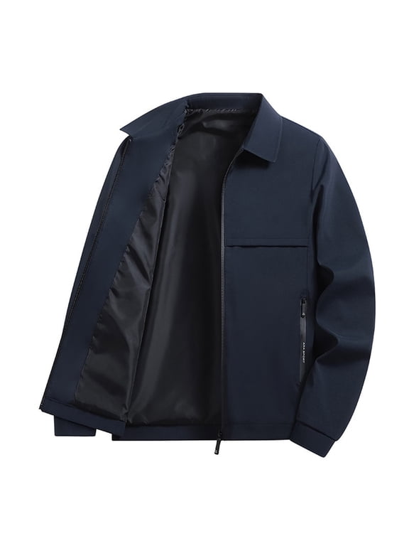 Mens Welding Jacket Transition Lightweight Leisure Summer Zip Pockets Bussiness Coat Men,Navy,L