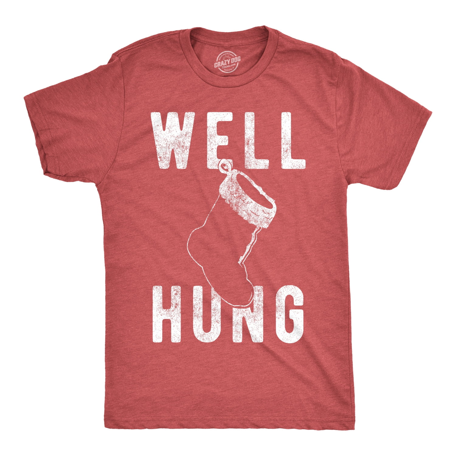 Mens Well Hung T Shirt Funny Christmas Stocking Tee Offensive