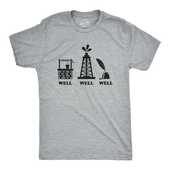 Mens Well Well Well T Shirt Funny Water Oil Ink Play On Words Tee for Guys Graphic Tees