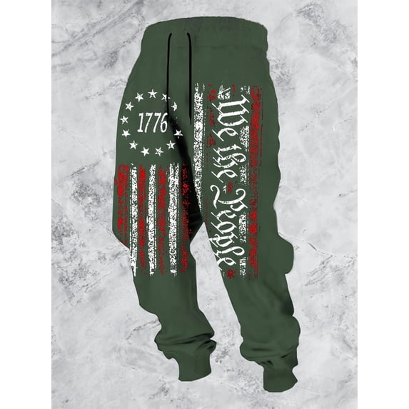 Mens Western Aztec Pants Vintage Drawstring Fall Sweatpants with Pocket Cool Graphic Baggy Jogger Pants Green M