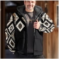 thumbnail image 1 of Mens Western Aztec Print Fleece Jacket,Mens Fleece Lined Hoodie Jacket Casual Zipper Thicken Coats Winter Warm Quilted Jackets Hooded Thermal Outdoor Coat, 1 of 7