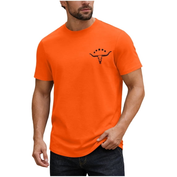 Mens Western Aztec T Shirts Vintage Bull Skull Head Summer Short Sleeve Cowboy Shirts Casual Crewneck Tops