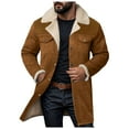 thumbnail image 1 of Mens Western Cowboy Jacket Distressed Suede Long Trench Coats Zip Up Sherpa Collar Leather Outdoor Jacket Retro Motorcycle Winter, 1 of 6