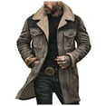 thumbnail image 1 of Mens Western Cowboy Jacket Distressed Suede Long Trench Coats Zip Up Sherpa Collar Leather Outdoor Jacket Retro Motorcycle Winter, 1 of 4