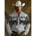 thumbnail image 1 of Mens Western Cowboy Shirts Long Sleeve Shirts with Two Pockets Embroidered Tops Gray 3XL, 1 of 5
