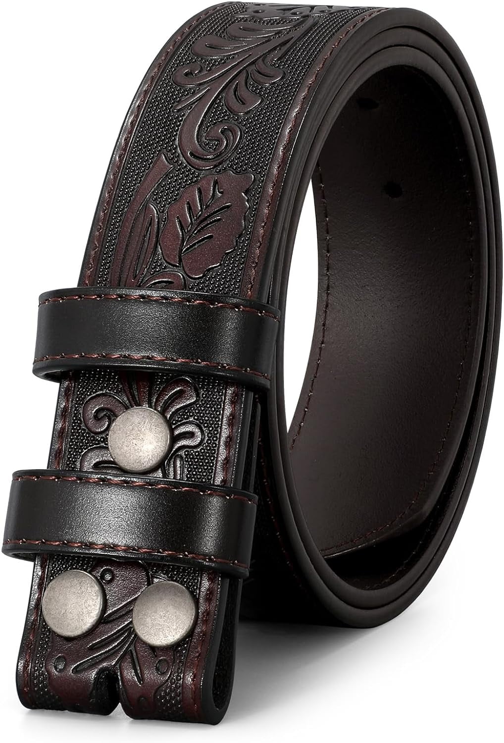1628 Men Leather Belt Strap Without Buckle Head, 1.5-inch Width Replacement Genuine Full Grain Leather Belt Strap without Belt Buckle  main image 3