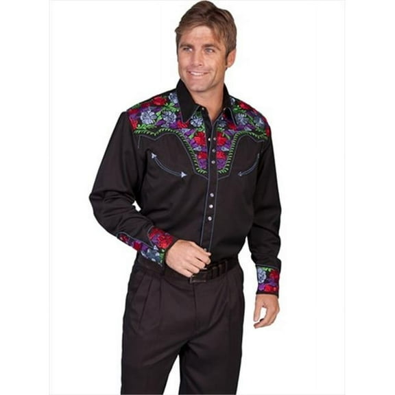 Mens Western Shirt - Blue- Medium