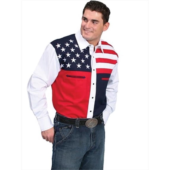 Mens Western Shirt - Blue, Small