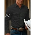 thumbnail image 1 of Mens Western Shirts Cowboy Button Up Shirts Long Sleeve Work Shirts for Men with 2 Pockets Black M, 1 of 4
