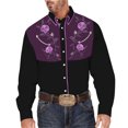 thumbnail image 1 of Mens Westren Cowboy Shirts Floral Embroidered Long Sleeve Button Down Shirts Country Spring Fall Purple XXXL, 1 of 4