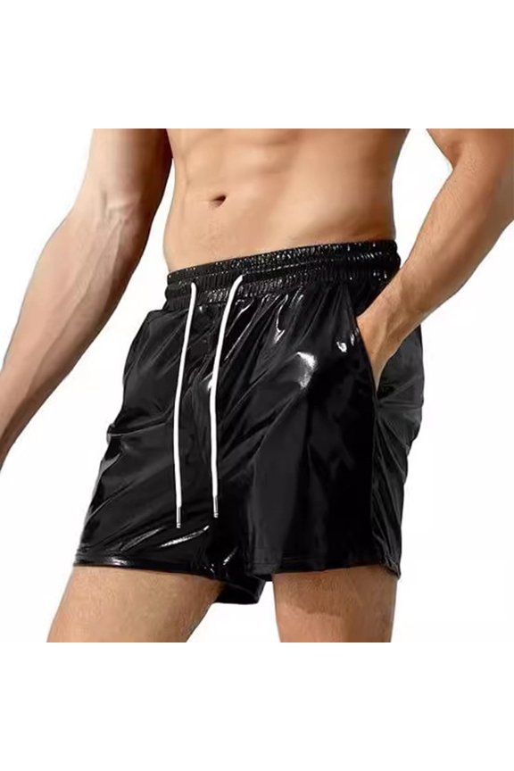Mens Wet Look Trunks Sports Bodybuilding Shorts Beach Fitness Gym Short Pants