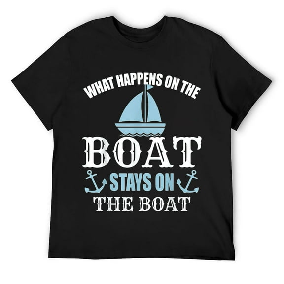 Mens What Happens On The Boat Stays On The Boat Funny Boating T-Shirt Black