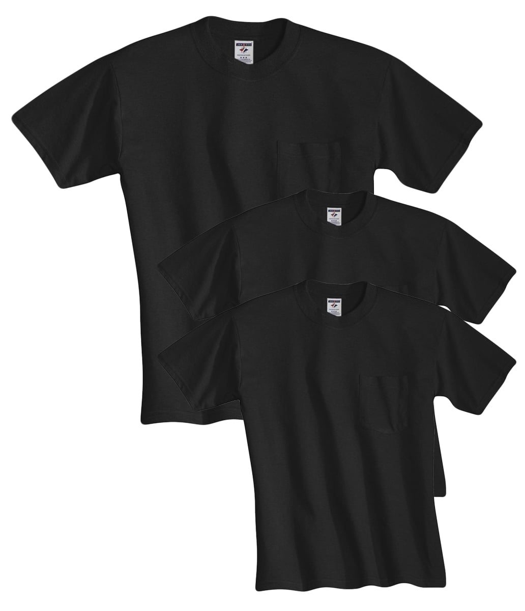 Jerzees Men's White Adult Short-Sleeve Pocket T-Shirts (3-Pack