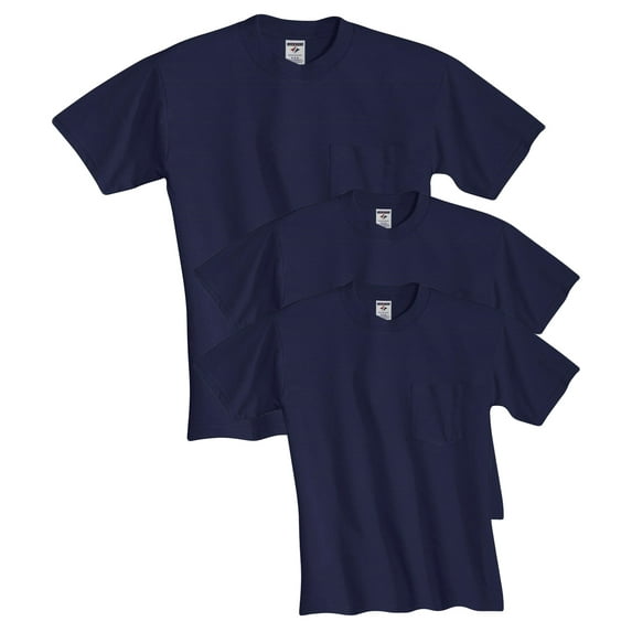 Mens White Adult Short-Sleeve Pocket T-Shirts, Pack of 3