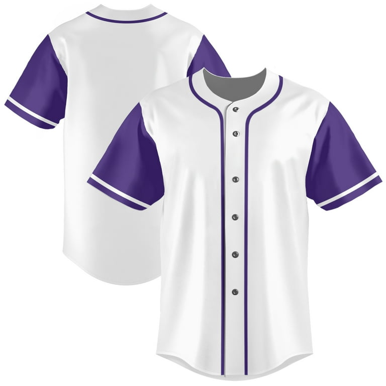 Mens White Baseball Jersey Blank Plain Button Down Shirts Short