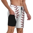 thumbnail image 1 of Mens White Baseball Swimming Trunks with Compression Liner Beach Quick Dry Swim Shorts, 1 of 6