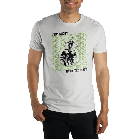Mens White Beetlejuice Horror Movie Short Sleeve Graphic Tee-M