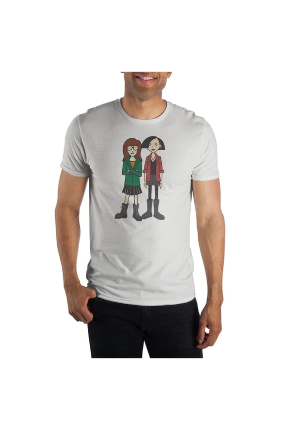 Mens White Daria Adult Cartoon Short Sleeve Graphic Tee- Large