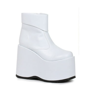 Mens White Frank Platform Ankle Boots size Large 12-13