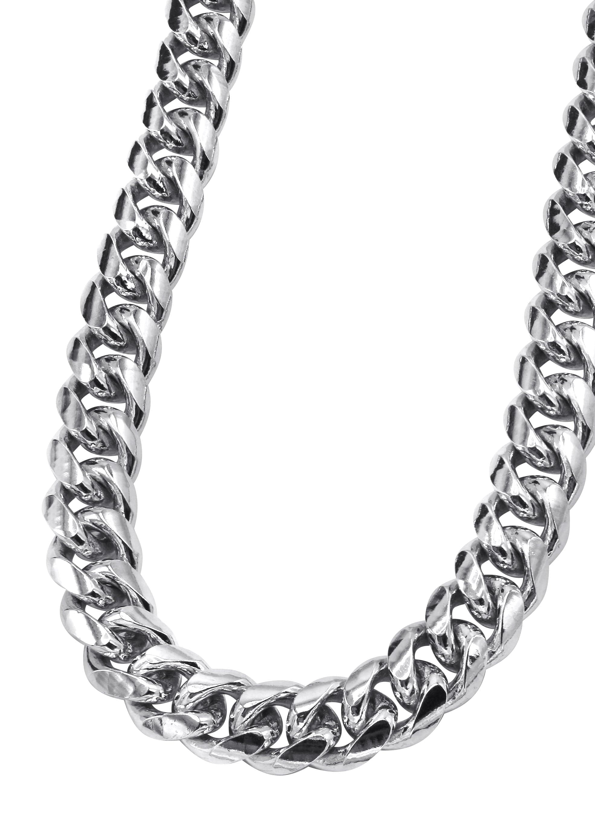 Mens White Gold Chain - Solid White Miami Cuban Chain - Silver / 10K ...