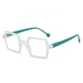 thumbnail image 1 of Mens White Green Personalized Oversized Square Reading Glasses Womens Spring Hinge Blue Light Blocking Readers +3.50, 1 of 4