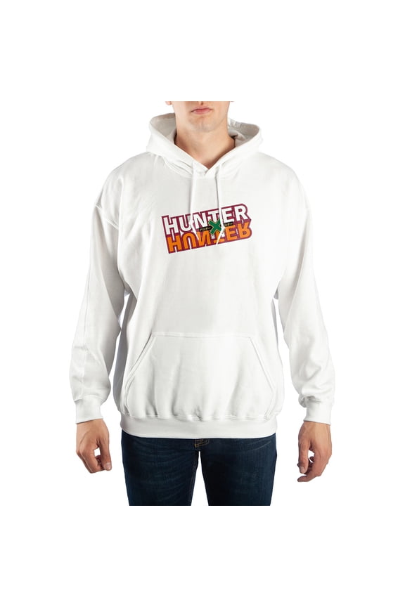 Mens White Hunter X Hunter Anime Cartoon Hooded Sweatshirt-XL