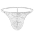 thumbnail image 1 of Mens White Thong Underwear - Sheer Lace, Ultra Soft Stretchy & Breathable with Adjustable Rings for Comfort, Size XL,Size XL, 1 of 1