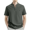 thumbnail image 1 of Mens White Tshirt Cheap Mens T Shirts Men's Short Sleeve Henley Shirts with Pocket, V-Neck Button T-Shirts Summer Casual Sports Blouse Tops, 1 of 6