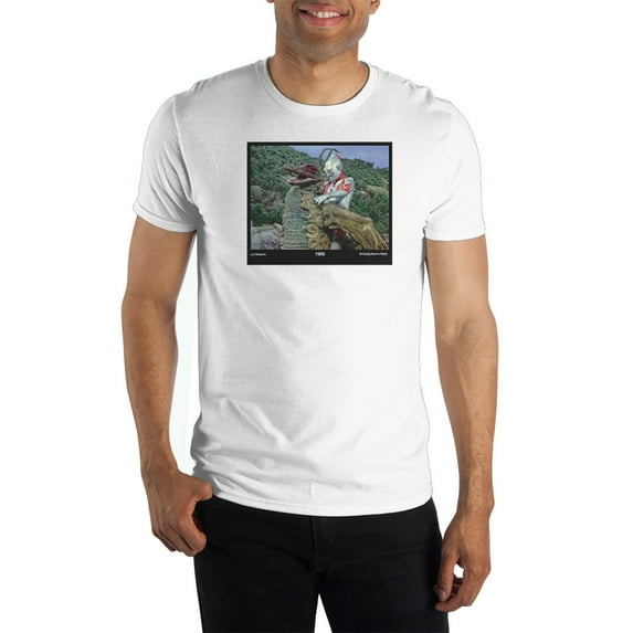 Mens White Ultraman Japanese TV Series Graphic Tee Shirt-XL