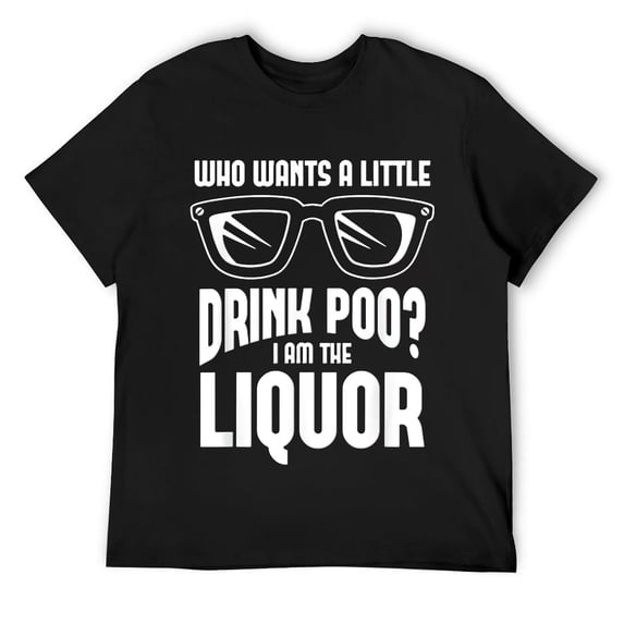 Mens Who Wants a Drinky Poo, Funny Alcohol Liquor T-Shirt Black 3XL