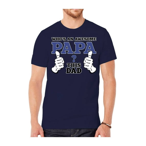Mens "Who's An Awesome Papa" Short-Sleeve T-Shirts - Navy - 3X-Large