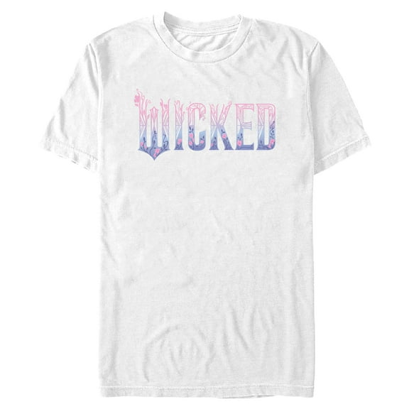 Mens Wicked: For Good Floral Pink and Purple Logo T Shirt